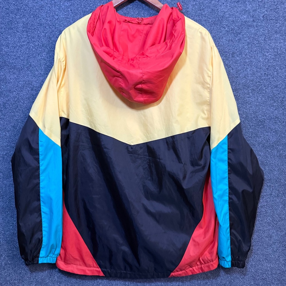 Bleecker Mercer Jacket Mens Large Colorblock Windbreaker Retro Hooded 1/4 Zip - Picture 8 of 9